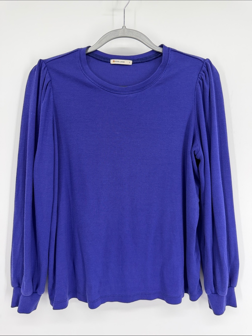 Marine Layer Long Sleeve Ribbed Sweater Purple Size Large